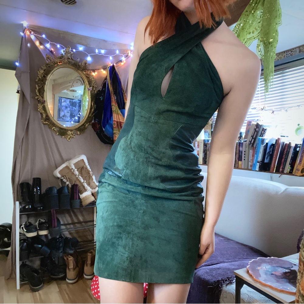 Vintage 70’s mini leather suede mini dress Michael Hoban North Beach Leather